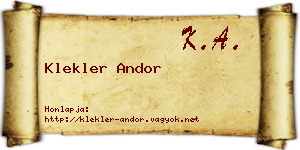 Klekler Andor névjegykártya