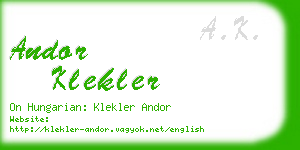 andor klekler business card